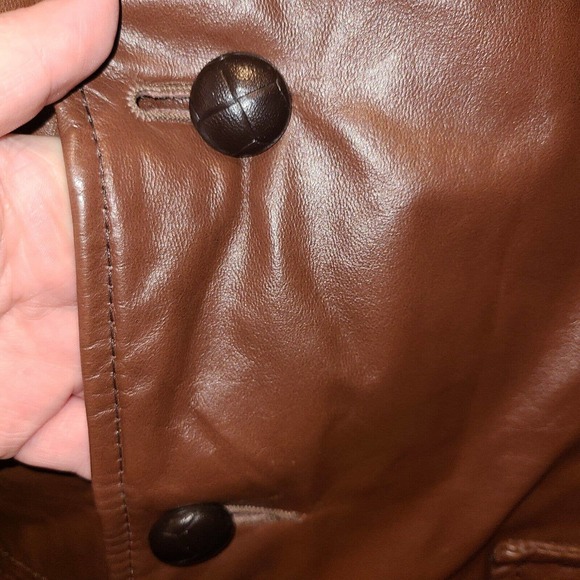 Vintage De Long Glove Cowhide Leather Coat Size 44L Lined W Belt - Picture 2 of 10